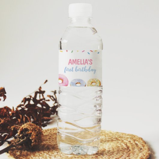 Donut Meisje Verjaardag Water Fles Label Waterfles Etiket