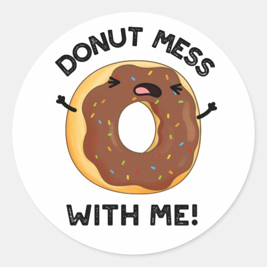 Donut Mess met me grappige voedselsnoep Ronde Sticker (Voorkant)