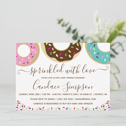 Donut met Baby-sprinkle Kaart (Staand voorkant)