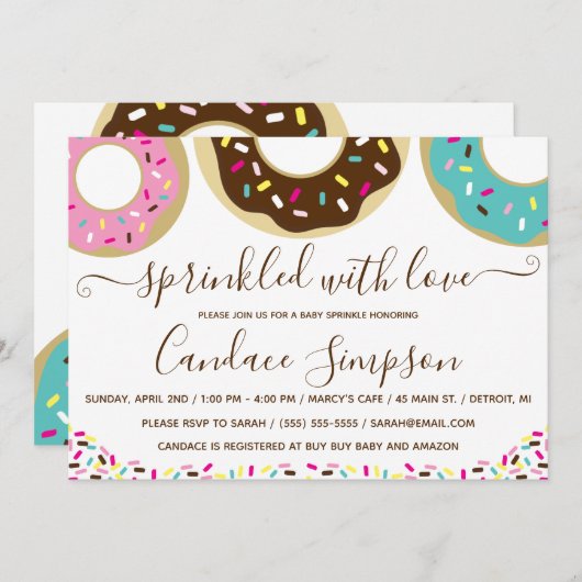 Donut met Baby-sprinkle Kaart (Voorkant / Achterkant)