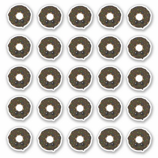 Donut met Chocolate Frosting en Sprinkles Sticker (Voorkant)