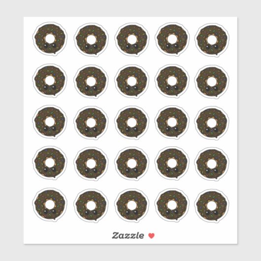 Donut met Chocolate Frosting en Sprinkles Sticker (Vel)