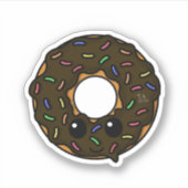 Donut met Chocolate Frosting en Sprinkles Sticker (Voorkant)