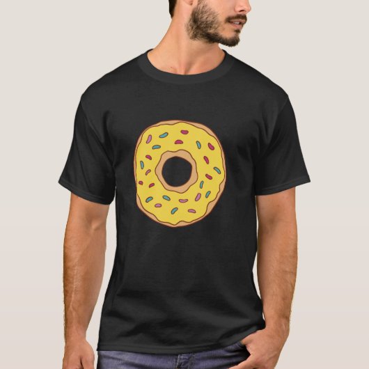 Donut met Geel Icing Motief voor Mannen Vrouwen Ch T-shirt (Voorkant)