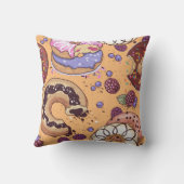 Donut met hap illustratie kussen (Achterkant)