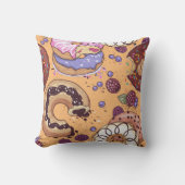 Donut met hap illustratie kussen (Voorkant)