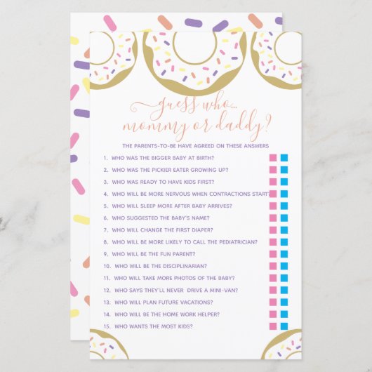 Donut met liefde bestrooid Raad wie? Spel (Voorkant / Achterkant)