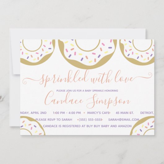 Donut met liefdessproeier roze Baby Kaart (Voorkant)