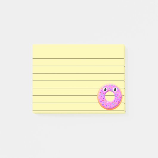 Donut met ogen en spikkels Tekening Gelinieerd 4x3 Post-it® Notes (Voorkant)