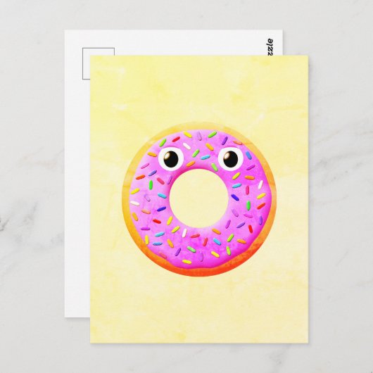 Donut met ogen en springen briefkaart (Voorkant / Achterkant)