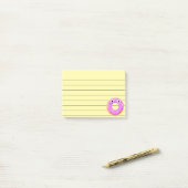 Donut met ogen en springen, inkt, 4x3 post-it® notes (Op bureau)