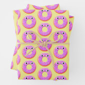 Donut met ogen en springen inpakpapier vel (In situ)