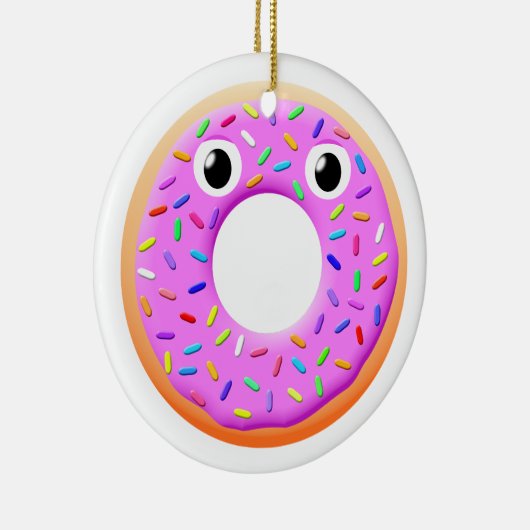 Donut met ogen en springen keramisch ornament (Rechts)