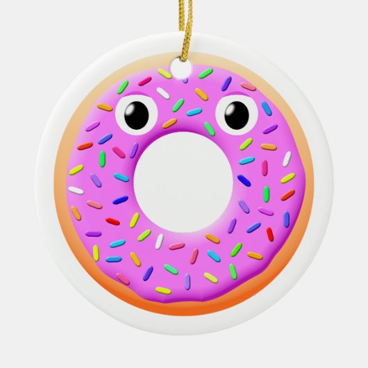Donut met ogen en springen keramisch ornament (Voorkant)