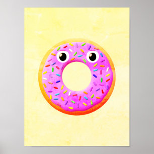 Donut met ogen en springen poster