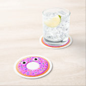 Donut met ogen en springen ronde kartonnen onderzetter (Insitu)