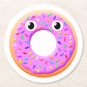 Donut met ogen en springen ronde kartonnen onderzetter (Voorkant)