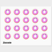 Donut met ogen en springen ronde sticker (Vel)
