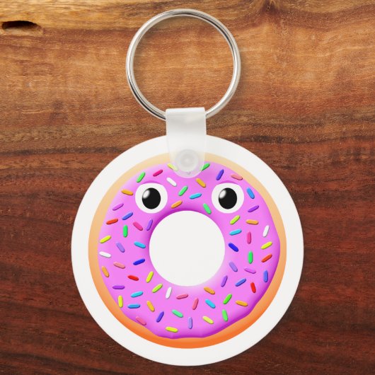 Donut met ogen en springen sleutelhanger (Voorkant)