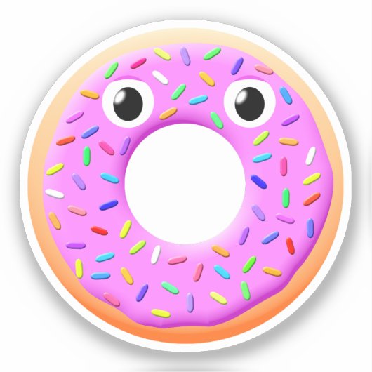 Donut met ogen en springen sticker (Voorkant)