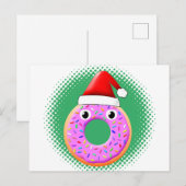 Donut met ogen en strooit Santas Pet tekening Briefkaart (Voorkant / Achterkant)
