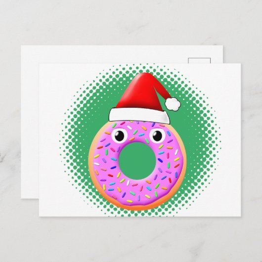 Donut met ogen en strooit Santas Pet tekening Briefkaart (Voorkant / Achterkant)