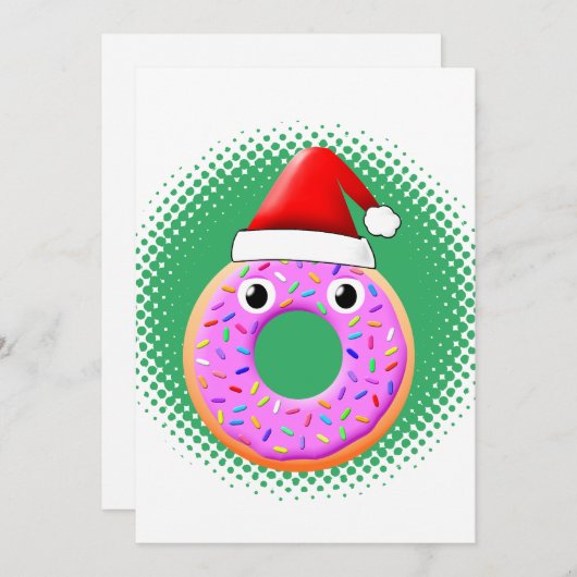 Donut met ogen en strooit Santas Pet tekening Feestdagenkaart (Voorkant / Achterkant)