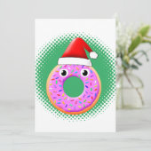 Donut met ogen en strooit Santas Pet tekening Feestdagenkaart (Staand voorkant)