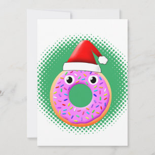 Donut met ogen en strooit Santas Pet tekening Feestdagenkaart