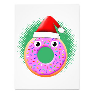 Donut met ogen en strooit Santas Pet tekening Foto Afdruk