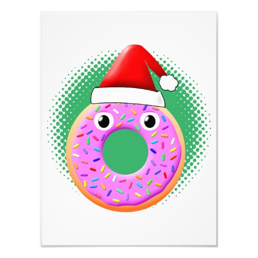 Donut met ogen en strooit Santas Pet tekening Foto Afdruk (Voorkant)