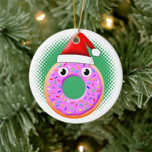 Donut met ogen en strooit Santas Pet tekening Keramisch Ornament (Boom)
