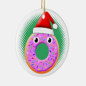 Donut met ogen en strooit Santas Pet tekening Keramisch Ornament (Rechts)