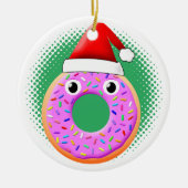 Donut met ogen en strooit Santas Pet tekening Keramisch Ornament (Voorkant)