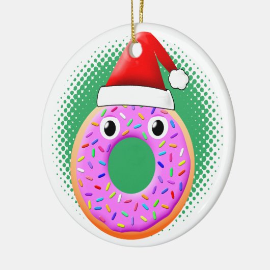 Donut met ogen en strooit Santas Pet tekening Keramisch Ornament (Links)
