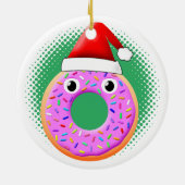 Donut met ogen en strooit Santas Pet tekening Keramisch Ornament (Achterkant)