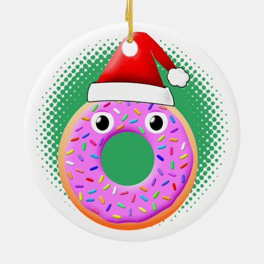 Donut met ogen en strooit Santas Pet tekening Keramisch Ornament (Achterkant)