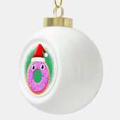 Donut met ogen en strooit Santas Pet tekening Keramische Bal Ornament (Rechts)