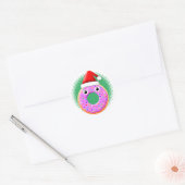 Donut met ogen en strooit Santas Pet tekening Ronde Sticker (Envelop)