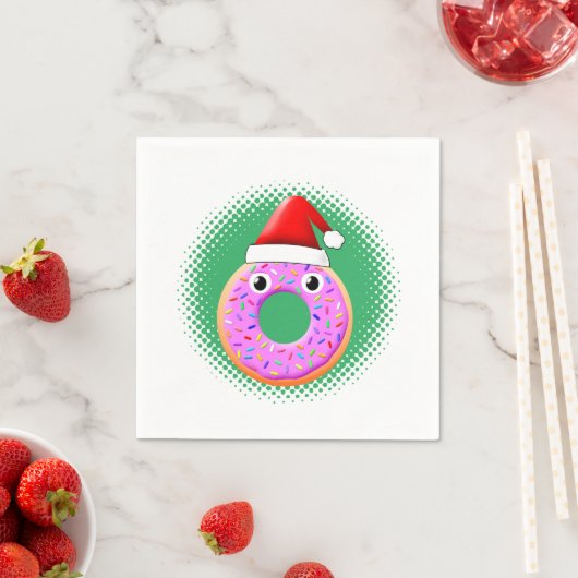 Donut met ogen en strooit Santas Pet tekening Servet (Insitu)