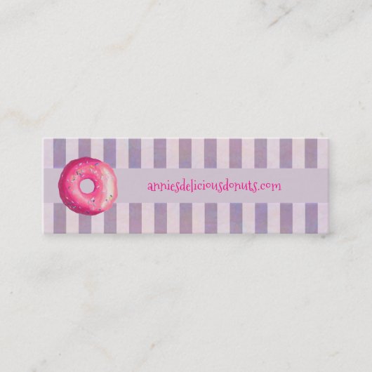 Donut met roze Bevroren website en springen Mini Visitekaartje (Voorkant)