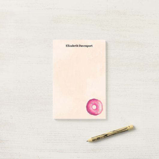 Donut met roze Frosting & Sprinkles gepersonalisee Post-it® Notes (Op bureau)