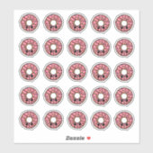 Donut met roze glazuur en sprinkles sticker (Vel)