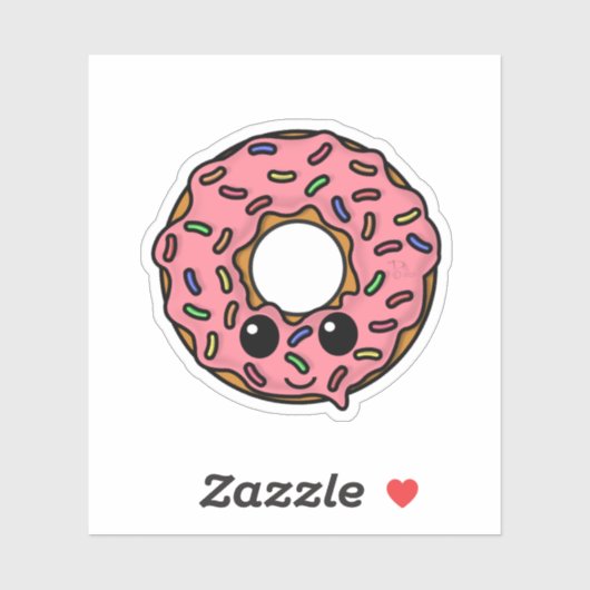Donut met roze glazuur en sprinkles sticker (Vel)