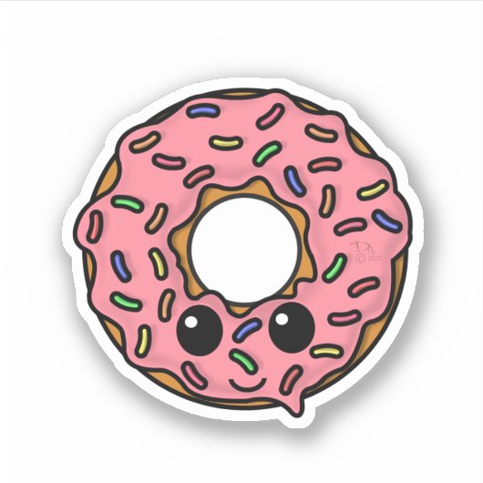 Donut met roze glazuur en sprinkles sticker (Voorkant)