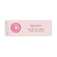 Donut met roze sproinkeletiket