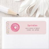 Donut met roze stippen retouradreslabel etiket (Insitu)