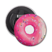 Donut met roze vorst en springen button flesopener (Voorkant)