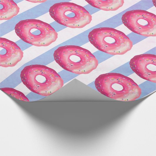 Donut met roze vorst en springen cadeaupapier (Hoek)
