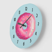 Donut met roze vorst en springen grote klok (Hoek)